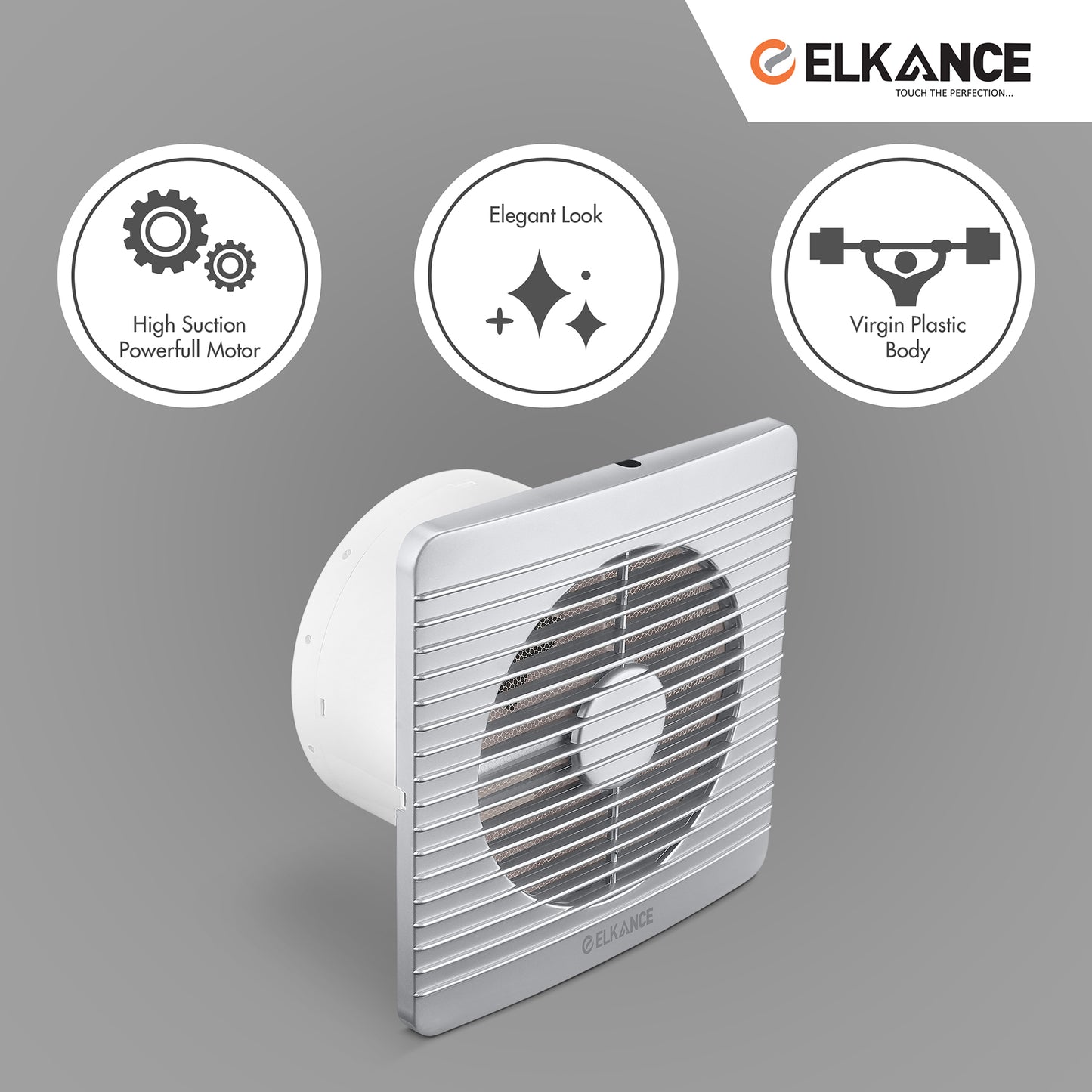 ELKANCE Axial Fan Turbo Pro (Silver White) - High-Performance Cooling, Sleek Design, Durable AC Operation for Modern Spaces
