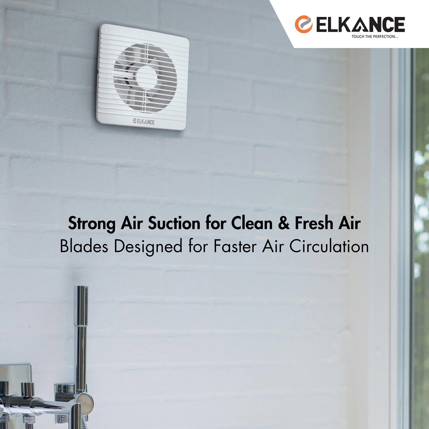 ELKANCE White Axial Fan Turbo - Efficient Cooling, Durable AC Operation, Modern Design for Window/Glass Installations