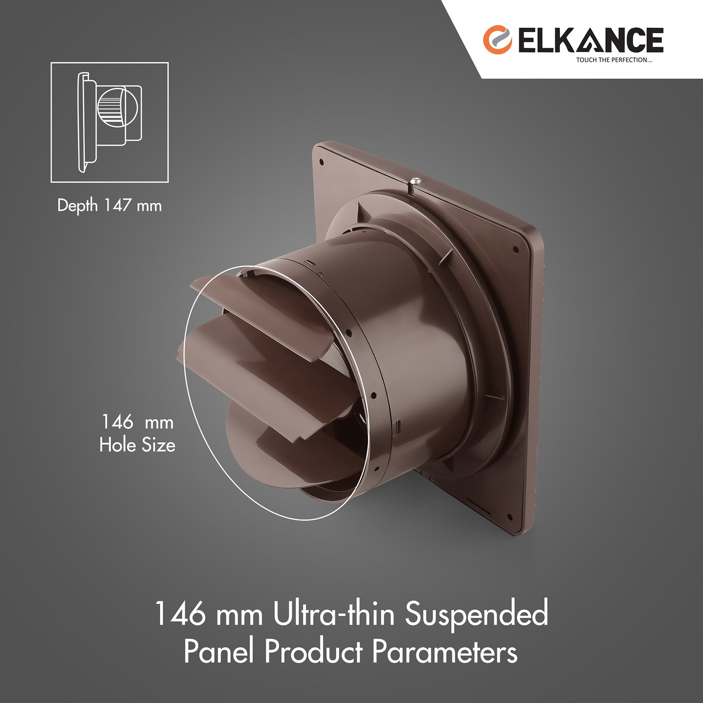 ELKANCE Brown Axial Fan Turbo - High-Efficiency Airflow, Durable Construction, AC-Powered, Ideal for Window/Glass Installations