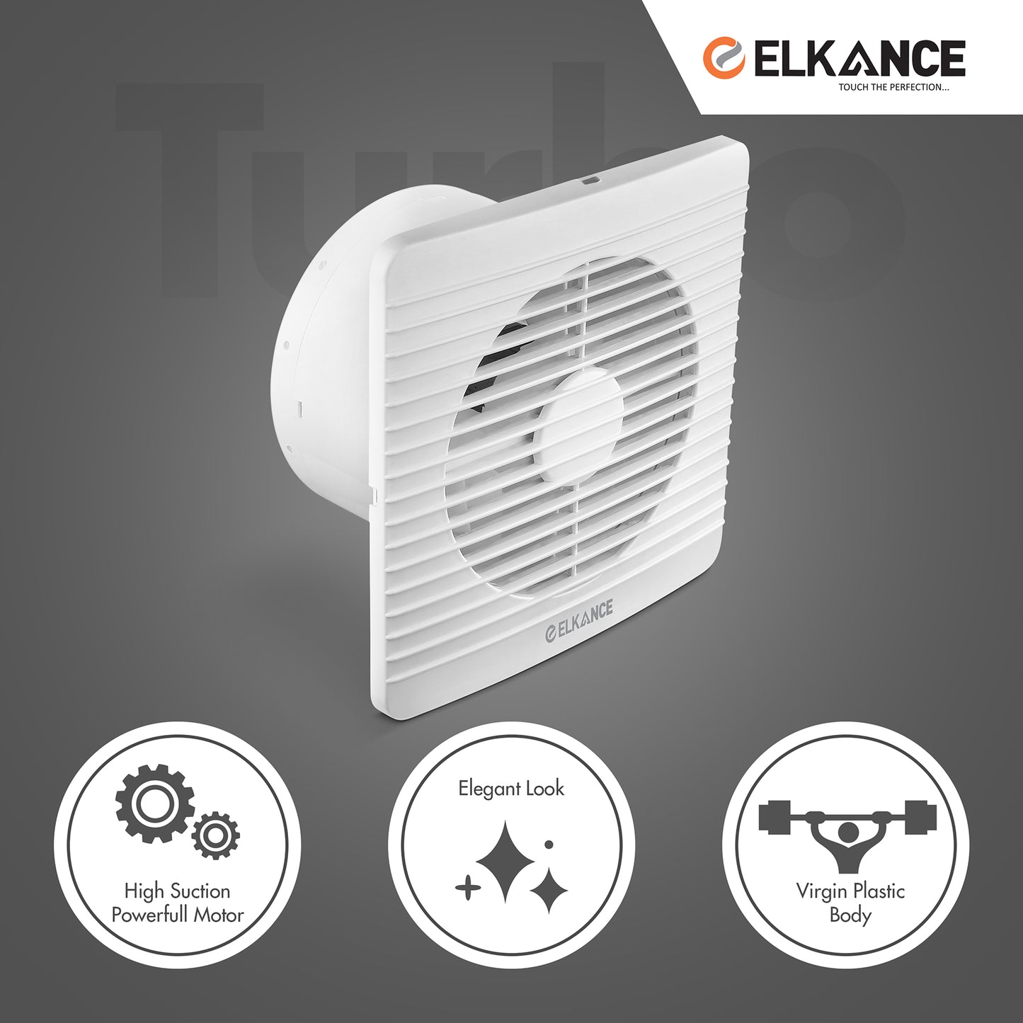 ELKANCE White Axial Fan Turbo - Efficient Cooling, Durable AC Operation, Modern Design for Window/Glass Installations