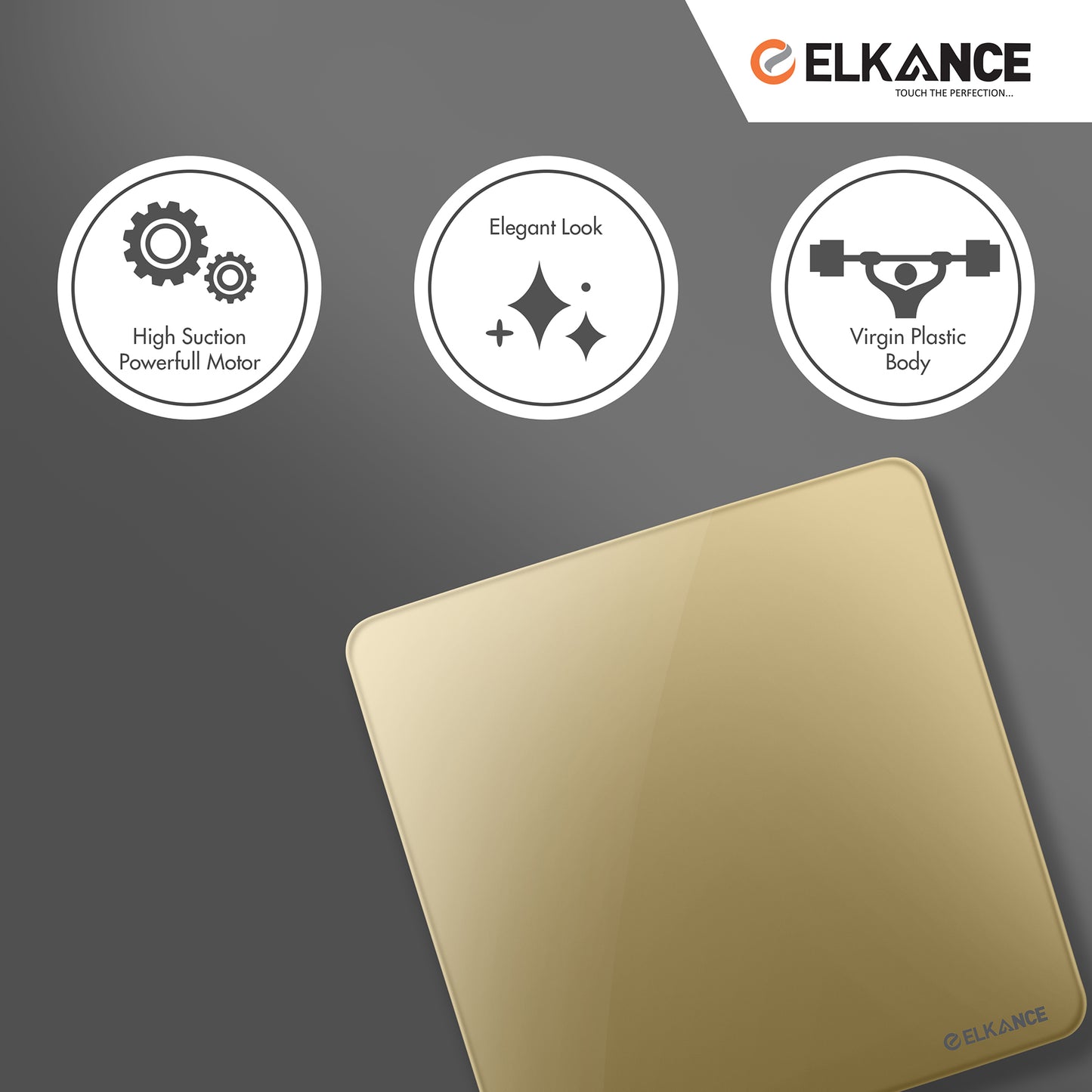 ELKANCE Axial Fan Canon with Metal Blind - Gold, Stylish & Efficient Cooling, 1-Year Warranty