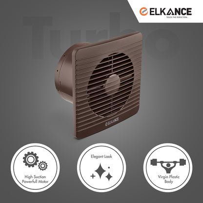 ELKANCE Brown Axial Fan Turbo - High-Efficiency Airflow, Durable Construction, AC-Powered, Ideal for Window/Glass Installations