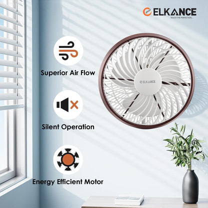 ELKANCE Swing Zephyr 300mm Cabin Fans for Office Shop and Kitchen (Rose Wood)