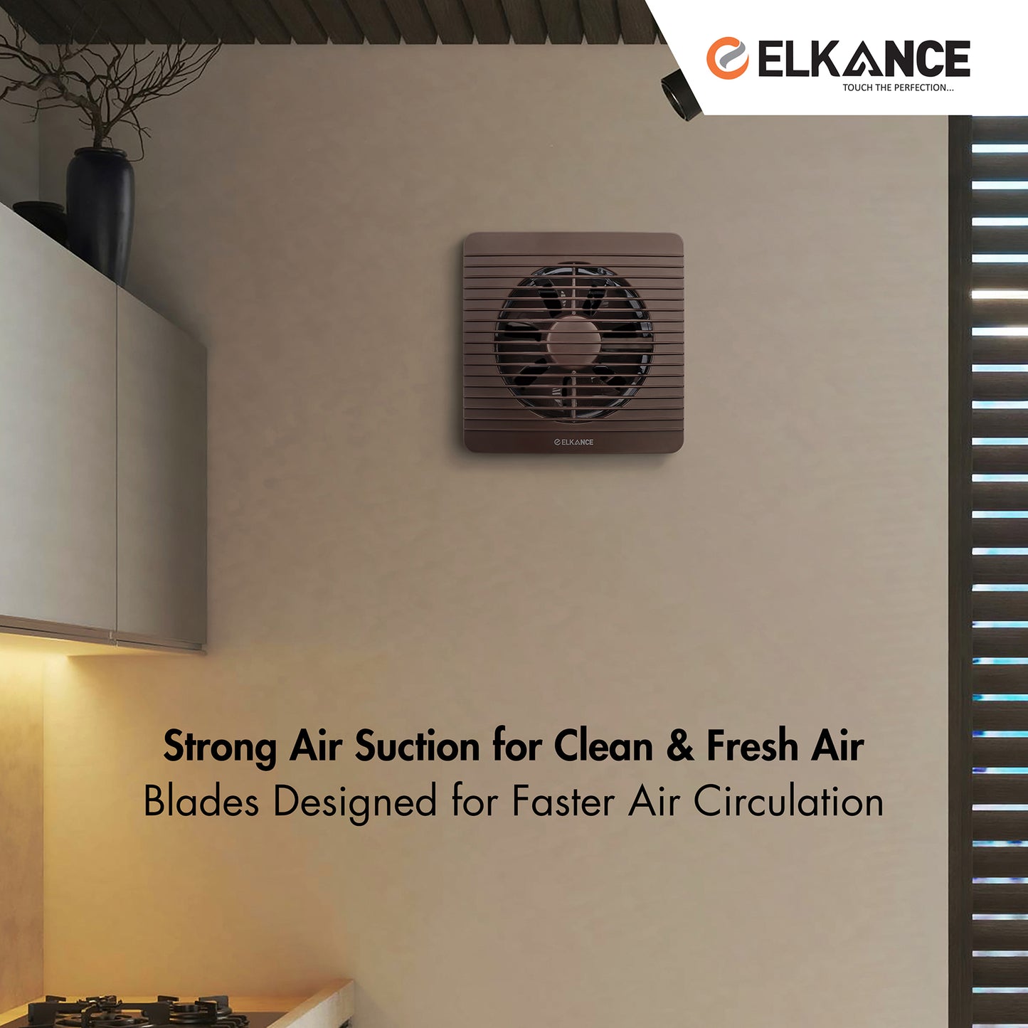 ELKANCE Brown Axial Fan Turbo - High-Efficiency Airflow, Durable Construction, AC-Powered, Ideal for Window/Glass Installations